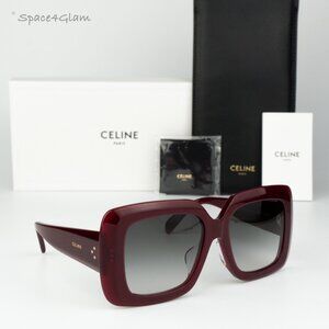 BRAND NEW Celine CL40263F 69B Shiny Bordeaux Gradient Smoke Geometric Sunglasses
